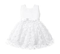 Générique Robe D'été pour Filles Robe Princesse Fille Robes de Soirée Mariage Elégante Couleur Unie sans Manches pour Soirée Fête Décontractée (White, 12-18 Months)