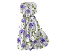 Générique Robe d'été Tendance pour Femme Style coréen avec Lacets et Coupe ajustée Manches Courtes mi-Longueur élégante (Purple, M)