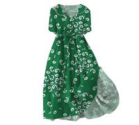 Générique Robe d'été Tendance pour Femme Style coréen avec Lacets et Coupe ajustée Manches Courtes mi-Longueur élégante (Green, M)