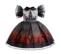 Générique Robe d'halloween 2025 pour Fille,Enfant Deguisement Médiévale DéContracté Midi Robes de FêTe Costume Halloween Ensemble Spooktacular Carnaval, Cosplay