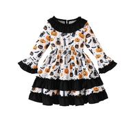 Générique Robe d'halloween 2025 pour Fille,Medievale Cocktail Rockabilly Dresses Victorien Halloween Déguisement Anniversaire Costume de Vampire Spooktacular Enfant Cosplay Fête