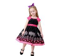 Générique Robe d'halloween 2025 pour Fille,Medievale Cocktail Rockabilly Dresses Victorien Halloween Costume Sorcière Enfant Gothique Cosplay avec sanglante Fêtes, Anniversaires, 2-10 Ans