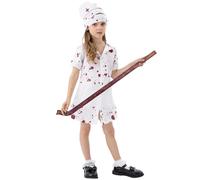 Générique Robe d'halloween 2025 pour Fille,Vêtements Carnaval Cosplay DéContracté Midi Costume Sorcière Enfant de Vampire Halloween avec sanglante Mascarade 3-16 Ans