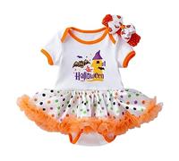 Générique Robe d'halloween Costume Deguisement Halloween Fille de sorcière pour Déguisement Squelette Enfant Tutu Tulle Imprimé Citrouille 3-12 Ans