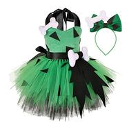 Générique Robe d'halloween pour Fille Mascarade Deguisement Médiévale Renaissance Costume Sorcière Enfant Tutu Tulle Imprimé Citrouille Halloween Manches Longues Fête des Morts