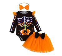 Générique Robe d'halloween pour Fille Mascarade Médiéval Renaissance Princesse Costumes Noire Halloween Tutu Tulle Imprimé Citrouille Costume Enfant Carnaval Fête Fancy Dress up