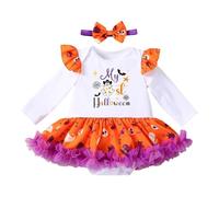 Générique Robe d'halloween pour Fille Mascarade Noire Halloween Tutu Imprimé Citrouille cavernes Carnaval Magique Fête Fancy Dress up Costume