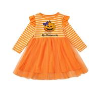 Générique Robe d'halloween pour Fille Tutu bébé Costume de sorcière Déguisement Enfant Halloween Manches Longues Carnaval Fête Fancy Dress up
