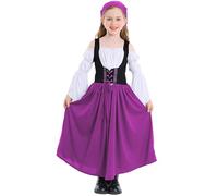 Générique Robe Dirndl Bavaroise Décolletée pour Filles avec Foulard - Costume Vintage Déguisement pour Oktoberfest, Halloween Victorien, Fêtes