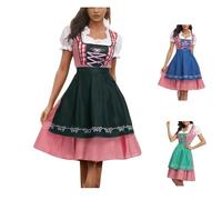 Générique Robe Dirndl Bavaroise Oktoberfest pour Femme Déguisement de Servante Médiévale Renaissance avec Tablier et Ruban Tenue Moulante de Scène Cosplay Robe D'Halloween pour La Fête de La Bière