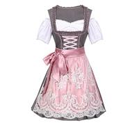 Générique Robe Dirndl Set Costume de Soubrette pour Femme Midi Oktoberfest Serveuse jusqu'aux Genoux Tablier la fête bière