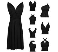 Générique Robe Dos à Bretelles Multiples Nuisette sans Manches décontractée avec Lien Tenue de soirée séduisante pour l'été Parfaite pour Danser Lors de Vos fêtes (Black, S)
