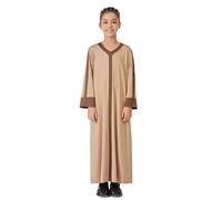 Générique Robe Élégante pour Filles Garçon Caftan Islam Abayas Garçons Musulmane Fille Tenue De Priere Qamis Abaya Enfants Jilbab Marocaine Manches Longues Musulman Kamis (Kaki,5-6 Ans)