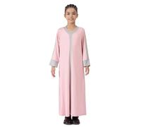 Générique Robe Élégante pour Filles Garçon Caftan Islam Abayas Garçons Musulmane Fille Tenue De Priere Qamis Abaya Enfants Jilbab Marocaine Manches Longues Musulman Kamis (Rose,2-3 Ans)