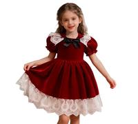 Générique Robe en Velours Manches Longues pour Filles, col Peter Pan, torsadée Vintage Enfants, Halloween, Noël, Automne, Hiver, vêtements