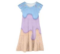 Générique Robe Enfant Robe d'été pour Filles avec imprimé Givre,Fluide et sans Manches,idéale pour Les Jeux décontractés,Les fêtes et activités de Plein air des Tout-Petits.Parfaite Petites Filles.