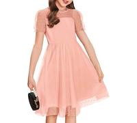 Générique Robe Enfant, Robe Été, Robe Bouffante À Pois en Maille Manches Courtes Style Décontracté Idéale pour Les Fêtes Et Le Quotidien