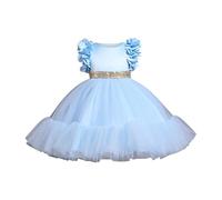 Générique Robe Enfants Flower Girl Festonné Perles Tout Petit Mariage Pageant Anniversaire Fête Soirée Tutu(Light Blue, 7-8 Years)