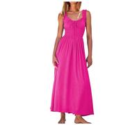 Générique Robe Été Femme Élégante et Chic Robe Longue smockée sans Manches pour Femmes, Empire, débardeur, Plage, à Plusieurs Niveaux, été, (L)