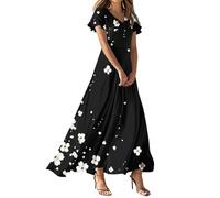 Générique Robe Ete Unie Decontractee Col V Manches Courtes Robe Femme Chic Et Elegant