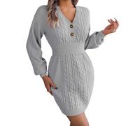 Générique Robe éVaséE Femme - Robe Longue à Col en V pour Femmes Pull Rayé en Tricot éLastique à Haute éLasticité Robes De Plage Femmes ÉTé Courtes