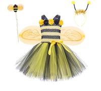 Générique Robe fantaisie florale pour enfants en bas âge, ensemble d'accessoires de Costume de d'halloween, robe de princesse Tutu, printemps et été (Yellow, 9-10 Years)