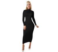 Générique Robe Femme Casual pour Travail et Maison Bodycon Fit Style Basique Garde Robe Printemps Ete et Automne(Black, M)