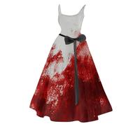 Générique Robe Femme Chic Et Elegant Corset Gothique Automne Deguisement Halloween Femme Faucheuse Ange Horreur Robe De Soiree Manche Longue Populaire Cartoon Jupe Citrouille À La Mode 2#Rojo XL