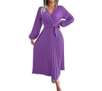Générique Robe Femme Chic Et Elegant Ete Longue Manche Fluide De Soiree Boheme Bal Terracotta Cocktail Taille Empire Cérémonie pour Ronde Belle La Bete Robe Bleu Dress Coton Femme Mexicaine Violet,M