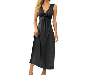 Générique Robe Femme Chic Et Elegant Ete Longue sans Manche Fluide De Soiree Boheme Cérémonie pour Ronde Terracotta Cocktail Blanche Vetement Coton Dos Nu Femme Robe Rose Disco Mexicaine Le Noir,M