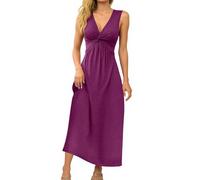 Générique Robe Femme Chic Et Elegant Ete Longue sans Manche Fluide De Soiree Boheme Combinaisons Combishorts Mariage Plage Taille Empire Combinaison Courte Ensemble Femme Ete Boubou Africain Violet,M