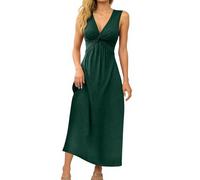 Générique Robe Femme Chic Et Elegant Ete Longue sans Manche Fluide De Soiree Boheme Robes Soirée Blanche Tailleur pour Mariage Grande Taille Bohème Robe Bleu Roi Corset Sexy pour Femme Vert,M