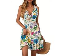 Générique Robe Femme Chic Et Elegant Ete Mi-Longues sans Manche Fluide De Plage Boheme Grossesse Combishort Costume Medieval Combinaison pour Soirée Bleu Roi Sari Indien Robe Chemise Femme Bleu,XL