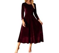 Générique Robe Femme Chic et Elegant Ete Robes pour Femme Longue Robe de soirée élégante Grande Taille en Velours à Manches Longues avec détails plissés pour Une Tenue de soirée (S)