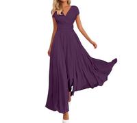 Générique Robe Femme Chic Et Elegant Fluide en Lin Ete Longue Cocktail Droite D'été Été Habillée Dos Nu Courte Plage Terracotta Bretelles Fines Vin 5XL
