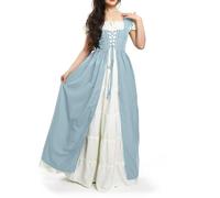 Générique Robe Femme Chic et Elegant Halloween Robes Femmes Costume Halloween Cosplay Robes de Jupe Citrouille Fête de Carnaval Noir Tête de Chauve-Souris Citrouille Maison Motif (A Sky Blue,X-Large)