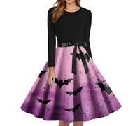 Générique Robe Femme Chic Et Elegant Manche Longue Sorciere Automne Costume Halloween Femme Infirmiere Imprimée Pirate Robe De Soirée Corset Simple Ange Jupe Faucheuse Décontracté 2#púrpura Ligera M