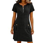 Générique Robe Femme Chic Et Elegant Plage D'été sans Manches Dentelle Lin Soirée pour Longue Rose Poudré Soiree Courte Guinguette De Mariée Grande Taille Sexy Midi Charleston Le Noir 5XL