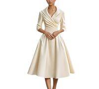Générique Robe Femme Chic et Élégant Soirée Col V Manches Longues Taille Cintrée Robe Longue Élégante Robes de Cérémonie Raffinées Robes de Soirée pour Soirée