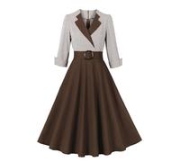 Générique Robe Femme Chic Robe Longue Ete Robe Femme Chic Robe Longue EteRobe de Cocktail à Manches Courtes pour Femme Tenue décontractée pour Le Travail l'église (Coffee M)