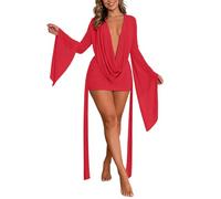 Générique Robe Femme Chic Robe Longue Ete Robe Femme Chic Robe Longue EteRobe de soirée élégante avec Dos Nu plissée et Fendue idéale pour Un Cocktail ou Une soirée. (Red M)