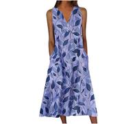 Générique Robe Femme Chic Robe Longue Ete Robe Femme Chic Robe Longue EteT-Shirt d'été décontracté à col en V avec Poche Parfait pour Un Usage Quotidien Facile à Laver se Marie Bien a
