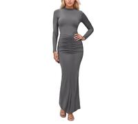 Générique Robe Femme Col Montant Manches Longues Moulante Manteau Élégante Robe Taille Cintrée Poncho Plissée Longue Robes Col Montant Moulante Cape Manches Poncho Cintrée Châle Plissée Étole Femme