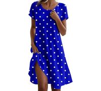 Générique Robe Femme Été Manches Courtes Col Rond Robes Décontracté Fluide Mi Longue Dress Grande Taille Chic et Elegant Fleurie Tenue Plage Bohème Légère Robe
