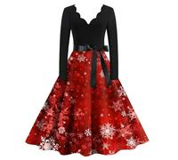 Générique Robe Femme Halloween Cocktail Chic Et Elegant - Robe Gothique Dentelle Col en V Deguisement Vampire Princesse Adulte Imprimée Vêtements