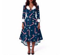 Générique Robe Femme Longue Noël Christmas Elegante Velours Sapin Santa Mere Manche Costume Mère Noël Gala Lutin Hiver Pull Robe de Noel Trapeze Tenue Noel Femme Grande Taille 3XL