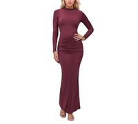 Générique Robe Femme Longue Robe Col Montant Manches Longues Cintrée Moulante Élégante Robes Midi Plissée Soirée Mode Urbaine Robes Crayon Danse Spectacle Chic Jupe Ajustée Performance Audacieuse