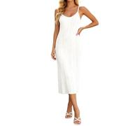 Générique Robe Femme Longue, Robe Grande Taille Femme Robe Nuisette Longue sans Manches Décontractée Couleur Unie Idéale pour L'Été À Superposer Et À avec Élégance Robe Basique Extensible