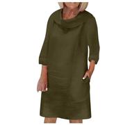 Générique Robe Femme Musulmane,Robes D'éTé Robe à Manches Courtes Col Rond Smock DéContractéE Mini Robes D'éTé (Green S)