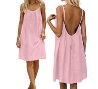 Générique Robe Femme Robe Nuisette Courte décontractée sans Manches et Dos Nu, Style Maison Ample (XL)